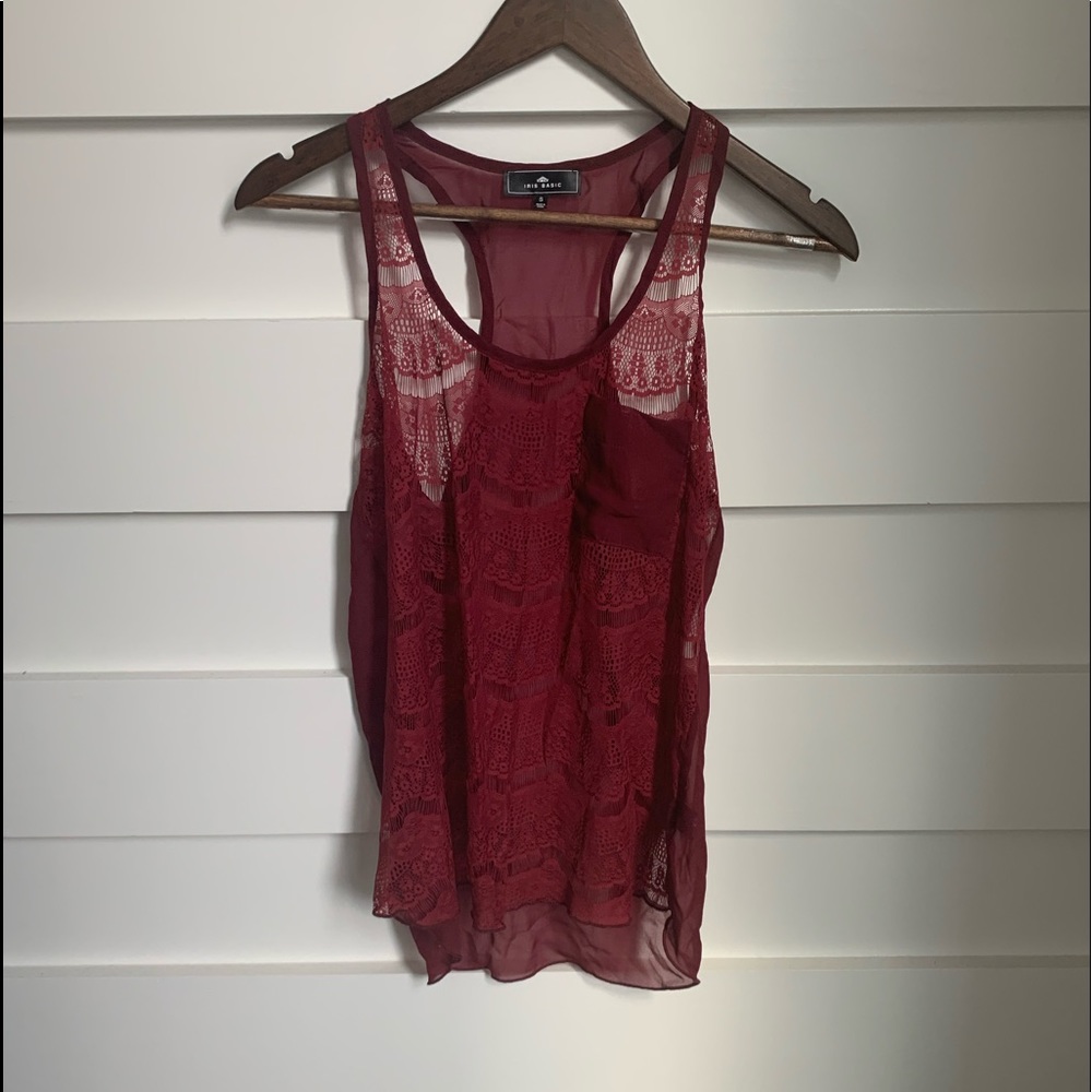 (NWOT) Iris Basic / Burgundy Lace Camisole